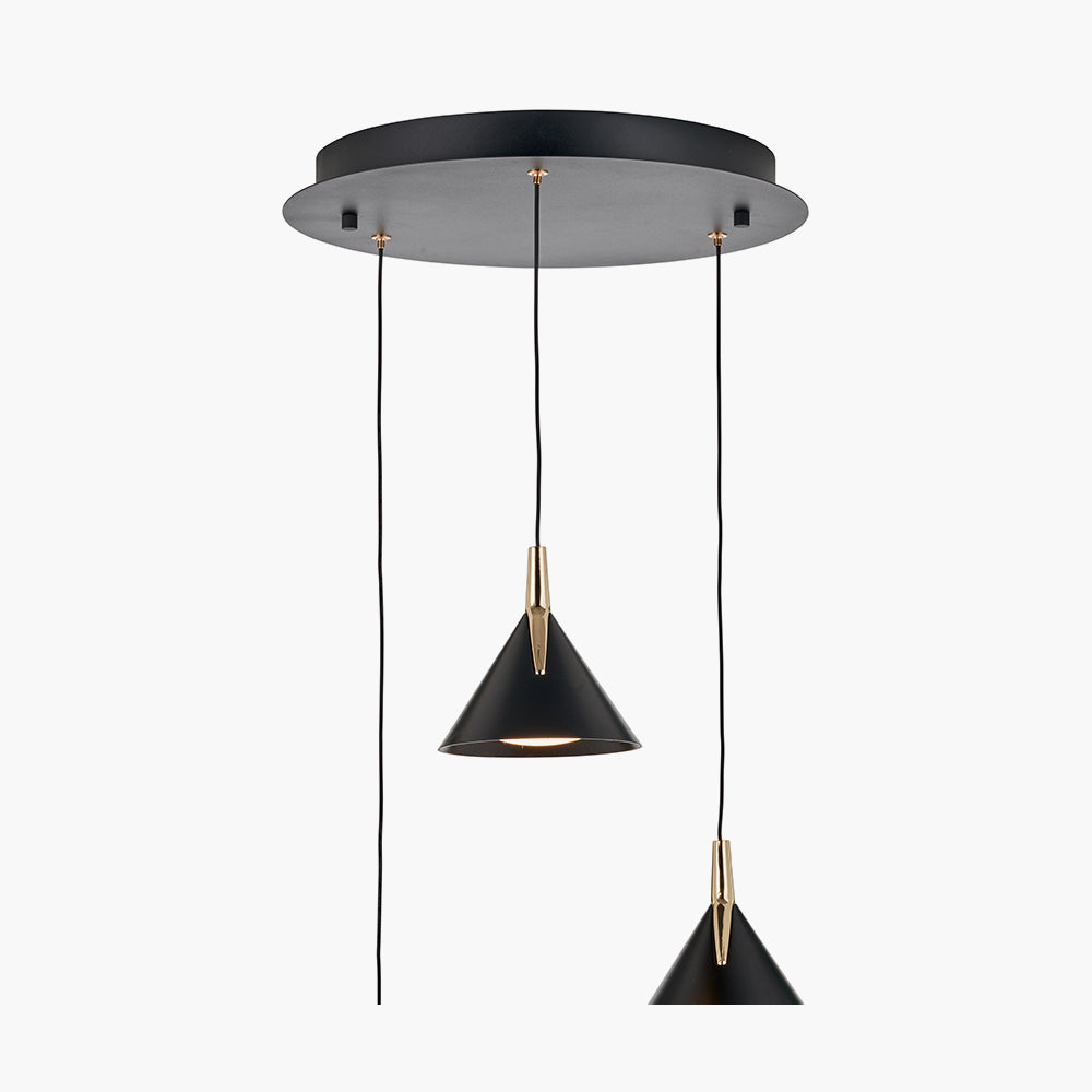Astarion Matt Black & Gold Multi Drop LED Pendant Light